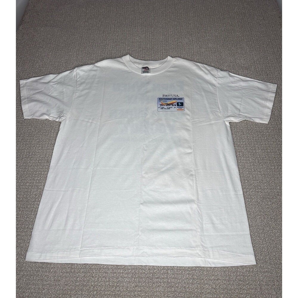 Vintage First USA Southwest Airlines Credit Card Pocket Logo T-Shirt Size XL